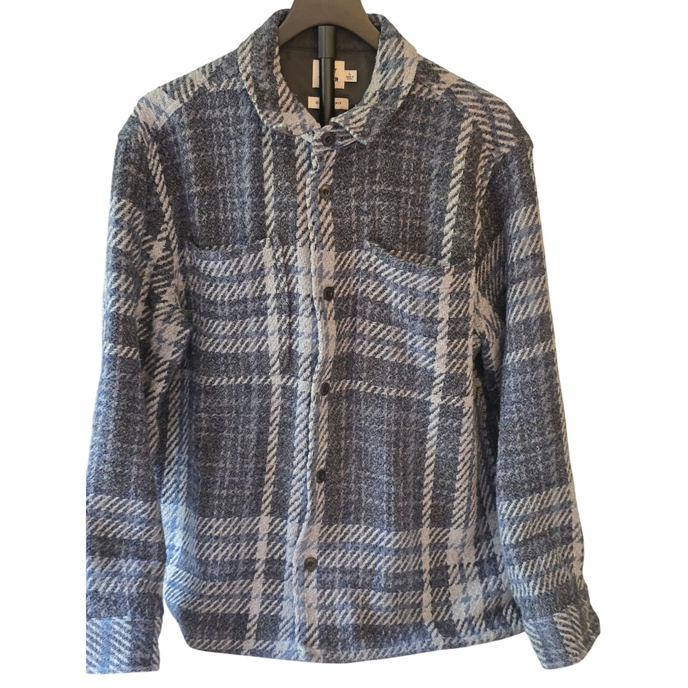 Flint and Tinder Classic Fit Plaid Shirt Jacket Mens Large Blue Grey Woven L